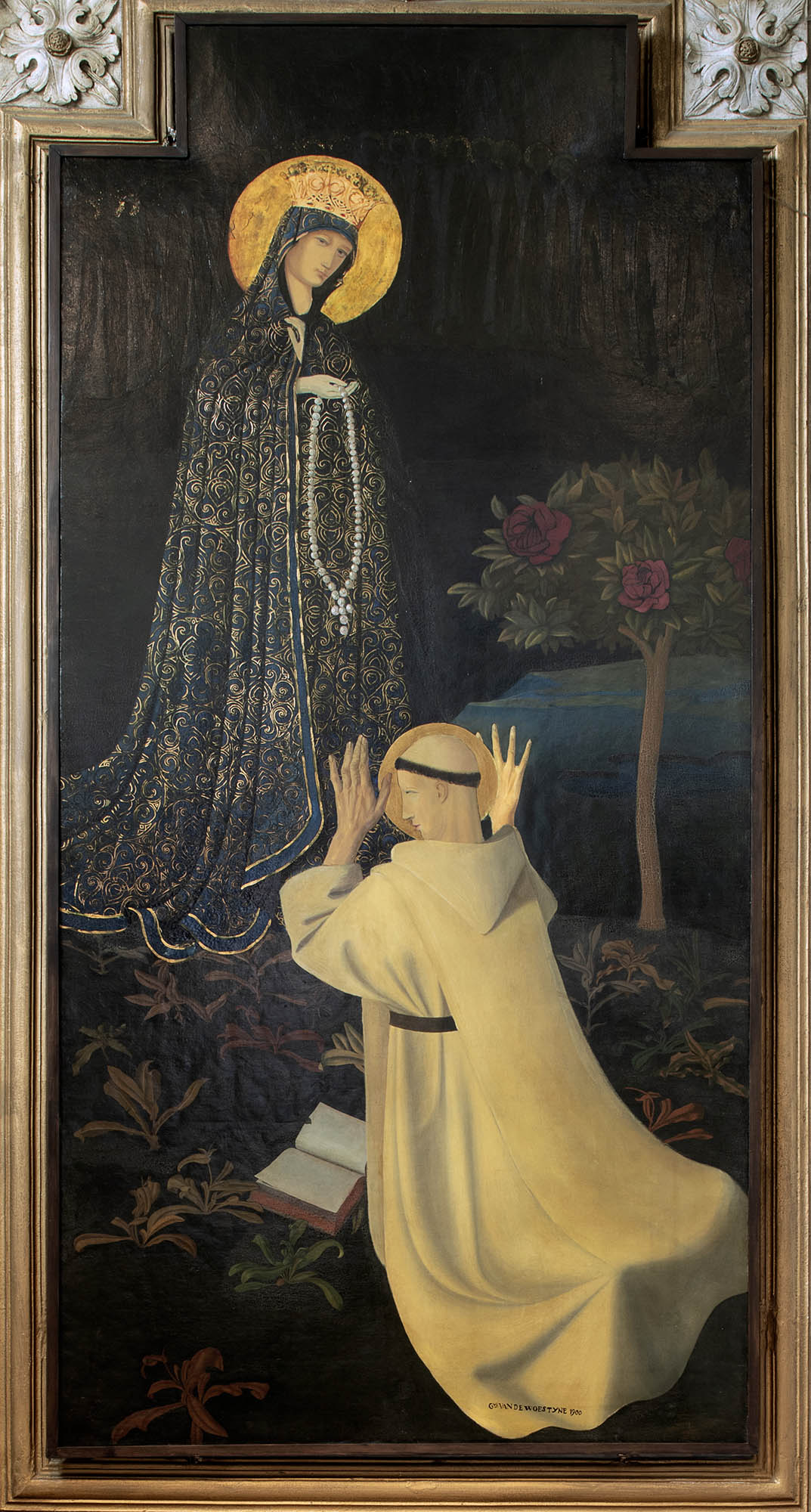 Onze-Lieve-Vrouw schenkt de rozenkrans aan de Heilige Dominicus - Gustave Van de Woestyne